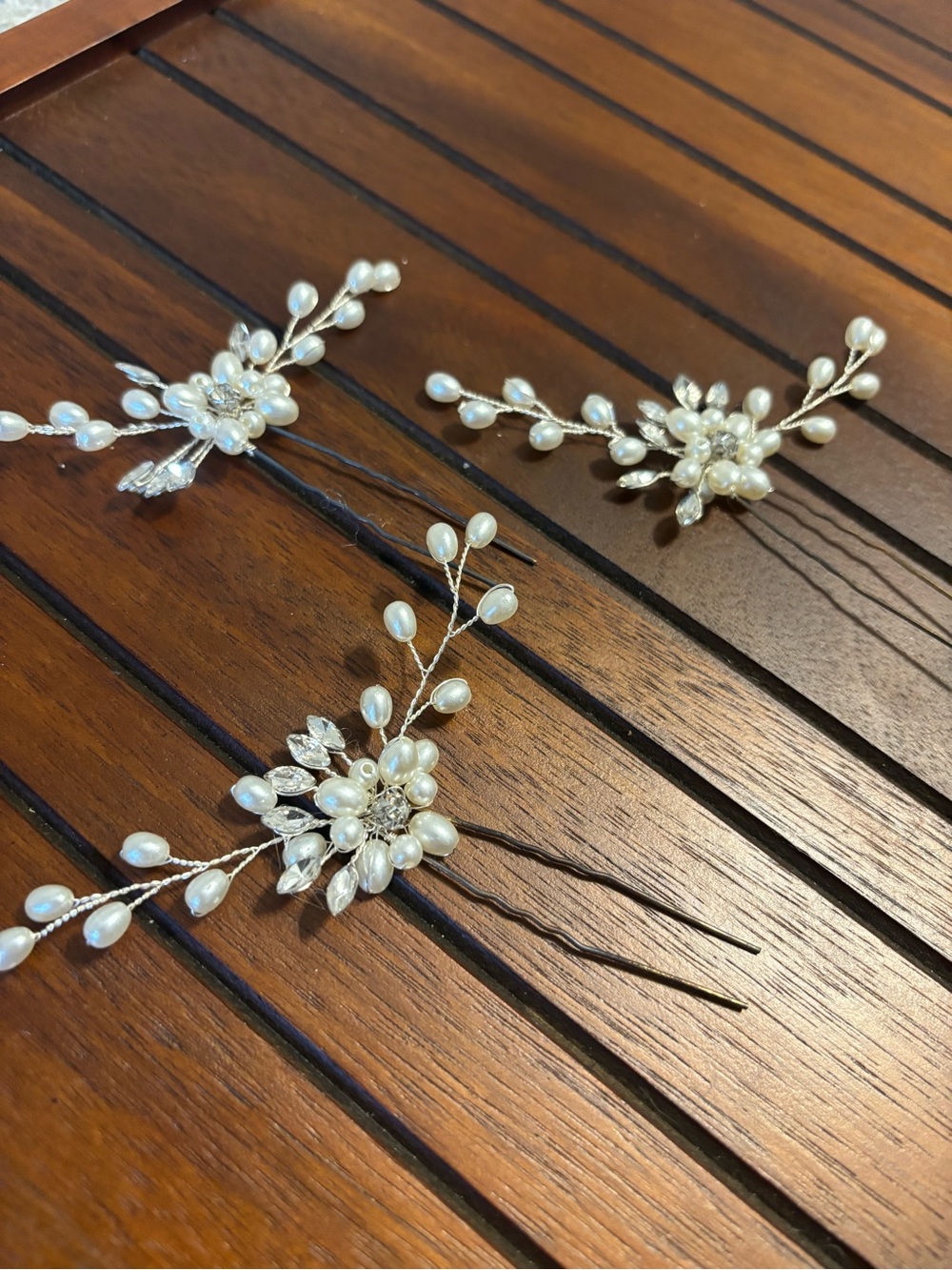 Pearl & Crystal Bridal Hair Pins - White